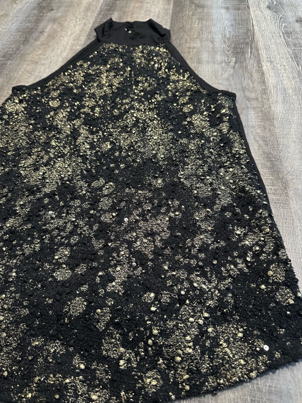 12 Pm By Mon Ami Black Halter Camisole with Gold Sequin Detail Size Small - Picture 3 of 10
